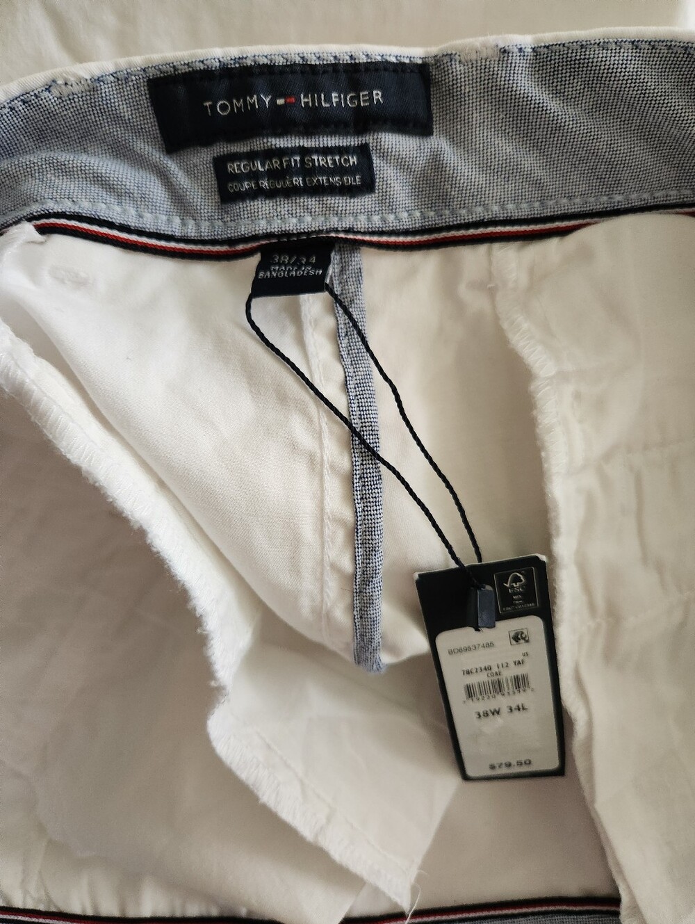 ✨️✨️Tommy Hilfiger Regular Fit Stretch pants featuring white 38x34 - Picture 6 of 9